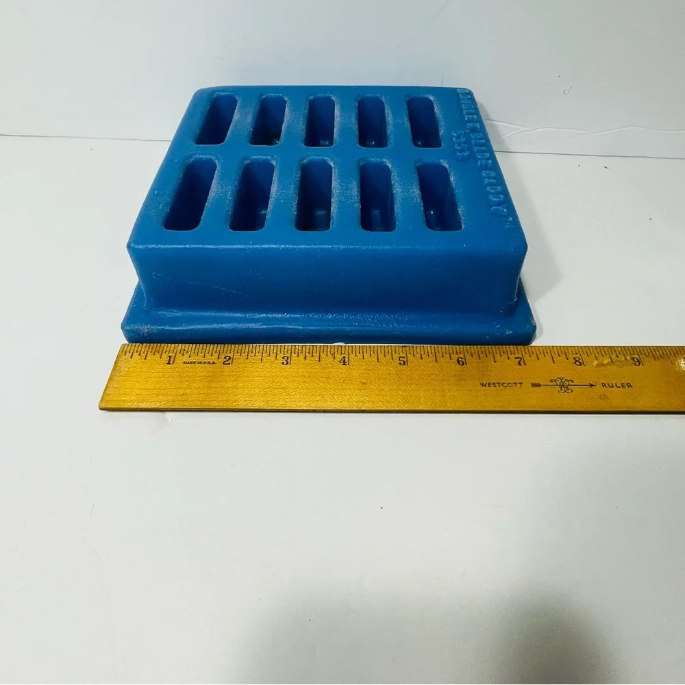 Dog Grooming Blade Caddy Vintage Double K Blue 5353 Holds 10 Clipper Reg Blades